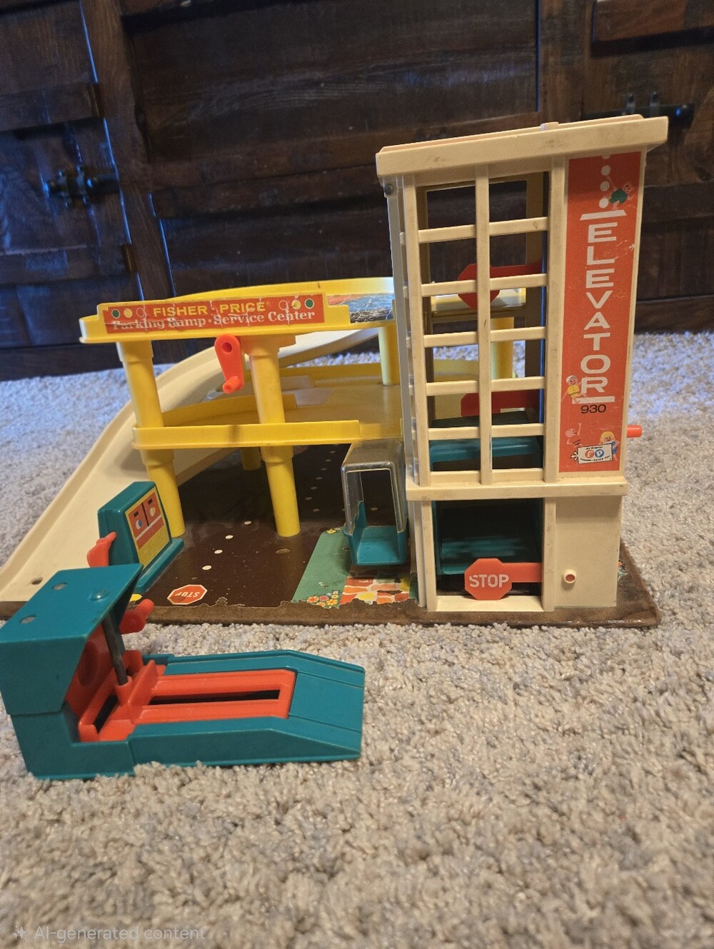 Fisher-Price Kids Toy Parking Ramp Service Center - Yellow, Teal, Red